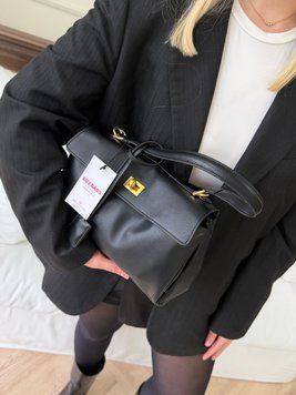 Сумка з натуральної шкіри Balenciaga "гладка шкіра" Чорний 22 фото